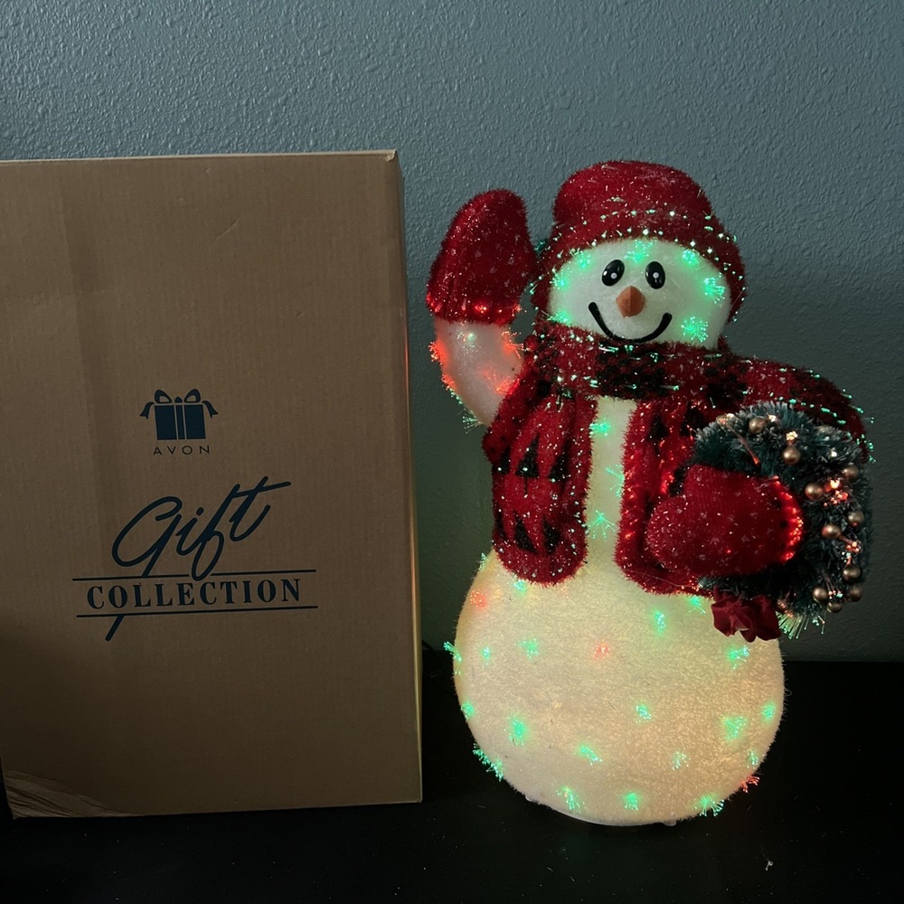 2002 Avon Fiber Optic‎ 15" Color Changing Christmas Snowman & Box Tested Works